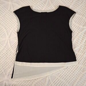 White House Black Market Medium Black & White Asymmetrical Layered Top